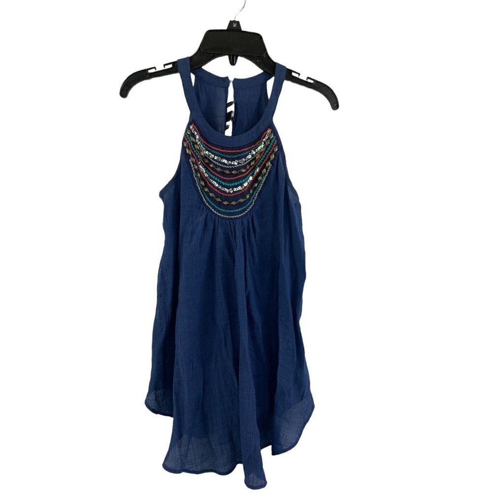 IZ Byer Women's Navy Blue Sleeveless Top